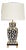 Matthew Izzo Home Bianca Handpainted Metal Tole in Black and Cream Leopard Table Lamp With Brass Base and Linen Shade For Sale