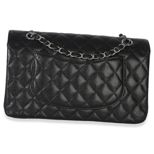Chanel Black Quilted Caviar Medium Classic Double Flap Handbag For Sale - Image 4 of 9