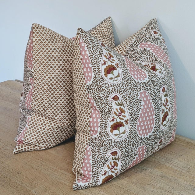 Virginia Kraft Jangal Supreem Pillows With Fermoie Marden Neutral Backs For Sale - Image 4 of 8