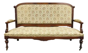Late 19th Century Antique Eastlake Victorian Carved Walnut Floral Upholstered Parlor Sofa Loveseat