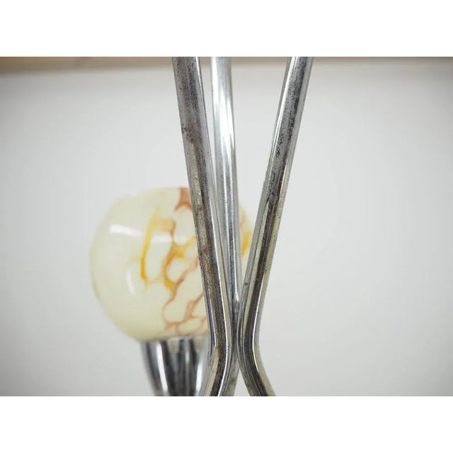 Glass Art Deco Czechoslovakian Chandelier in Chrome, 1930s For Sale - Image 7 of 14