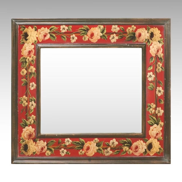 Boasting a captivating and painterly presence, this large square-format wall mirror is a gorgeous nod to rustic hand-...
