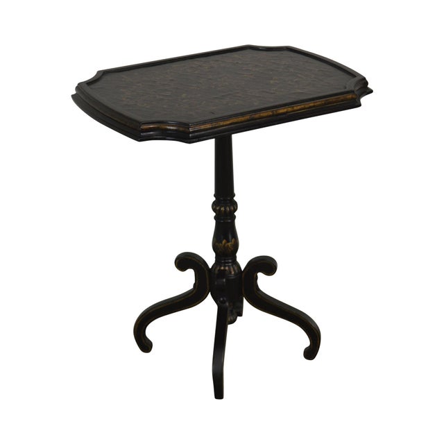 Black & Gold Crackle Painted Louis XV Style Side Table by Bombay Chairish