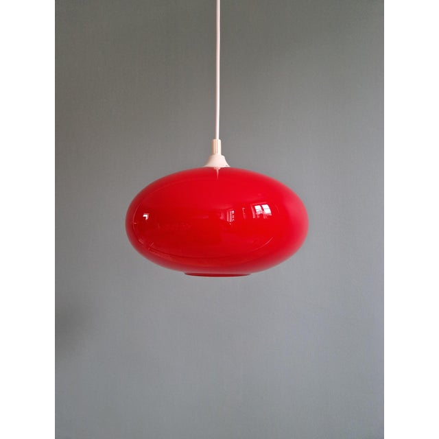 Vintage Red Opaline Glass Pendant Light, 1960s For Sale - Image 11 of 11