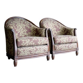 Art Deco Style Oversized Lounge Chairs, a Pair For Sale