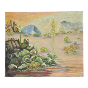 Vintage 1960's Oil on Canvas Southwestern Landscape Painting, Signed Souder