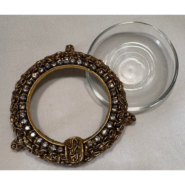 1920s Regency “Celeste” Rhinestone and Glass Ashtray/Trinket Dish (Set of 2) For Sale - Image 4 of 12