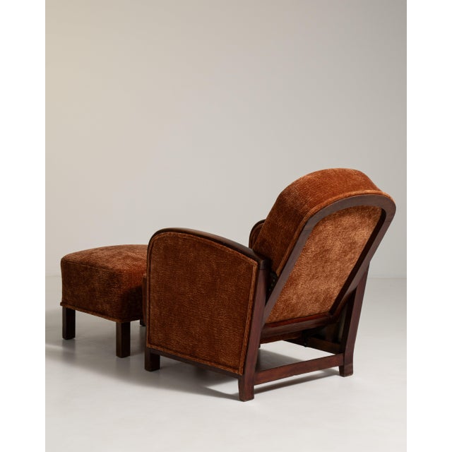 Art Deco Art Deco Lounge Armchair With Ottoman France 1930s For Sale - Image 3 of 17