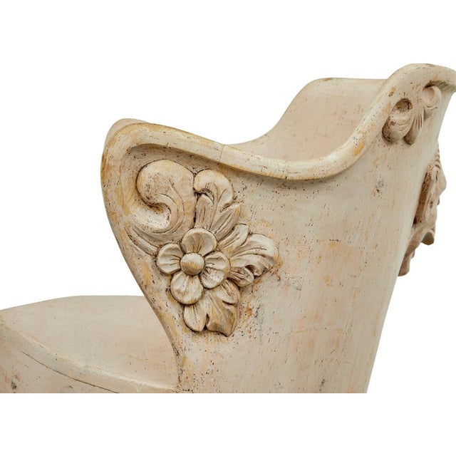 Antique Gothic Revival Painted Dug Out Chair, 1890 For Sale - Image 11 of 13