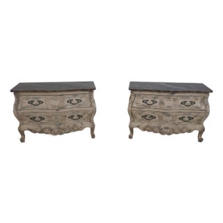 Pair of Councill Craftsman Marble Top French Painted Chests For Sale