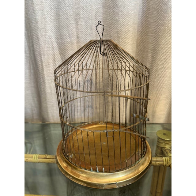 Antique French market find handmade aged brass birdcage.