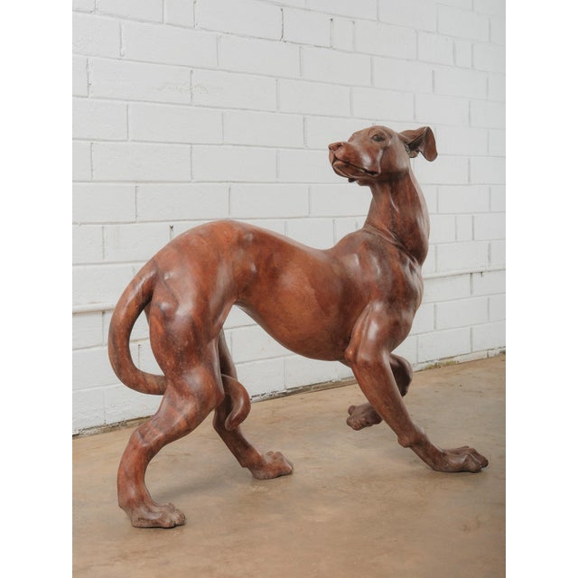 Hand-Carved Wooden Dog Sculpture in Dynamic Running Pose For Sale - Image 4 of 5