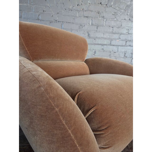 Postmodern Swivel Chair Attributed to Preview in Mohair For Sale - Image 10 of 11