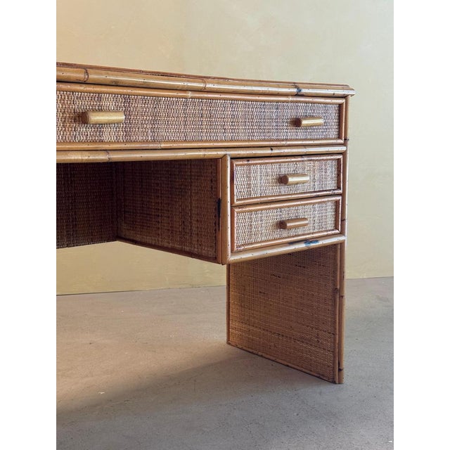 Mid-Century Modern Bamboo and Rattan Desk, 1970s For Sale - Image 9 of 13