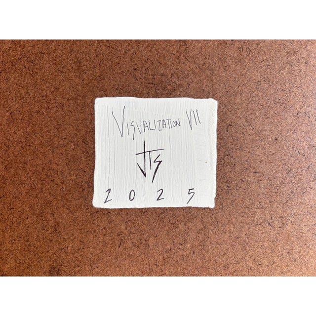 "Visualization" Abstract Art in Antique Frame, Seascape Painting Transitional Wall Art by JTS For Sale - Image 10 of 11