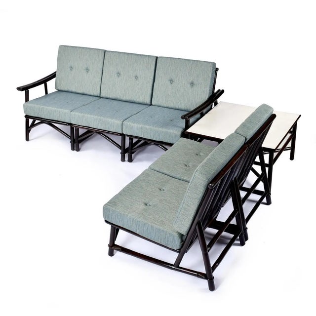 7-Piece John Wisner for Ficks Reed Far Horizons Rattan Modular Sofa Group For Sale - Image 6 of 12
