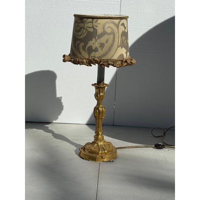 Mid 19th Century Signed French Louis XV Style Boudoir Lamp With Fortuny Shade For Sale - Image 15 of 16