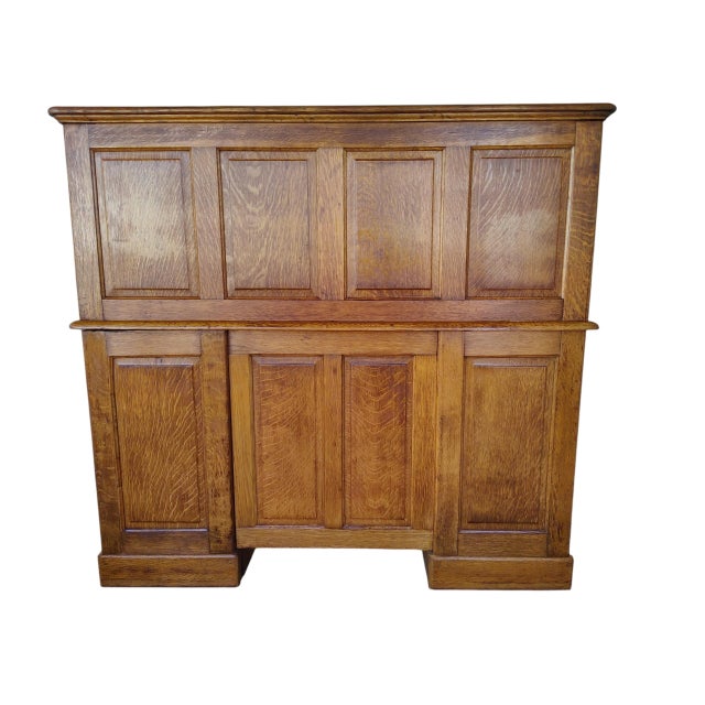 Brown 1890's Edwardian Oak Roll Top Desk For Sale - Image 8 of 18