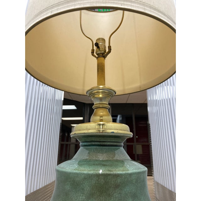 Large Size Frederick Cooper Crackle Glazed Porcelain Ginger Jar Table Lamp and Frederick Cooper Barrel Shade - a Pair For Sale - Image 10 of 13