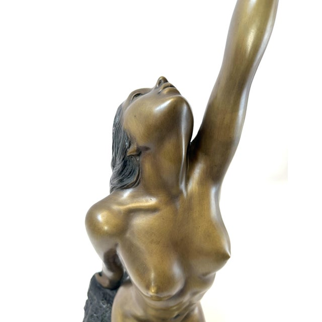Rustic European Beauty in Truth, Nude Woman on Rock - Bronze - 29" H For Sale - Image 3 of 10