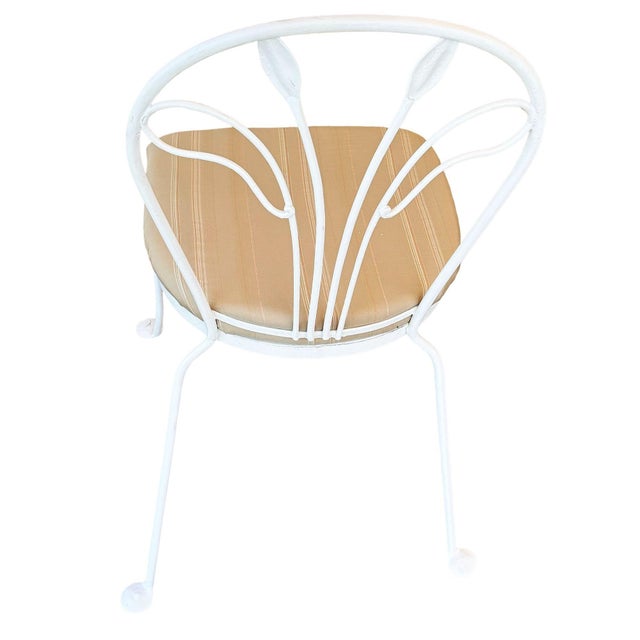 Textile Restored Mid Century Modern Iron Café Patio/Outdoor Wrought Iron Chairs by Woodard, Set of 4, Attributed For Sale - Image 7 of 7