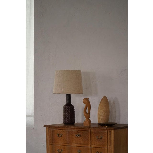 Danish Modern Ceramic Table Lamp in Brown Glaze by Desire Stentøj, Denmark, 1960s For Sale - Image 16 of 17
