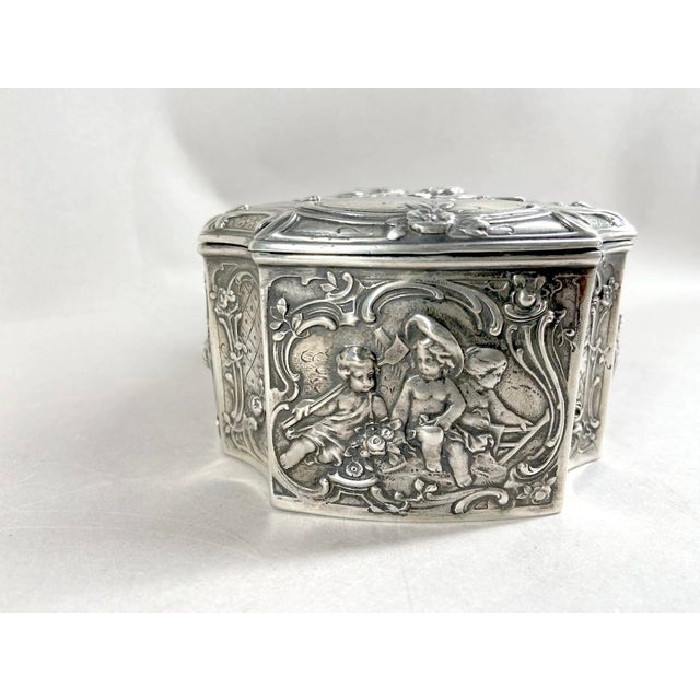 Metal Late 19thC European Hanau Rococo Silver Trinket Box - 1 Pc For Sale - Image 7 of 16