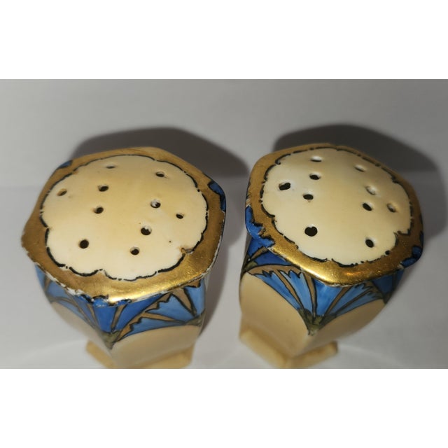 1900s Art Noveau Hand Painted Bluebell Salt & Pepper Shakers by Moritz Zdekauer, Austria For Sale - Image 15 of 17