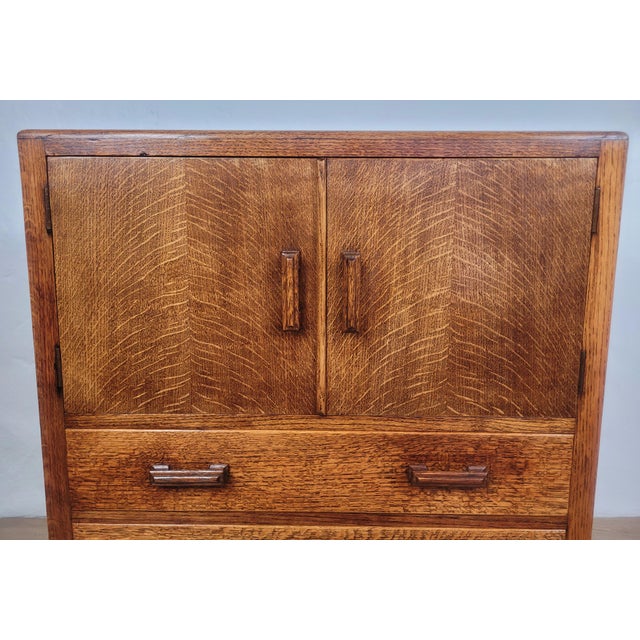 Vintage Rustic Oak Tallboy Cabinet, 1930s For Sale - Image 4 of 18