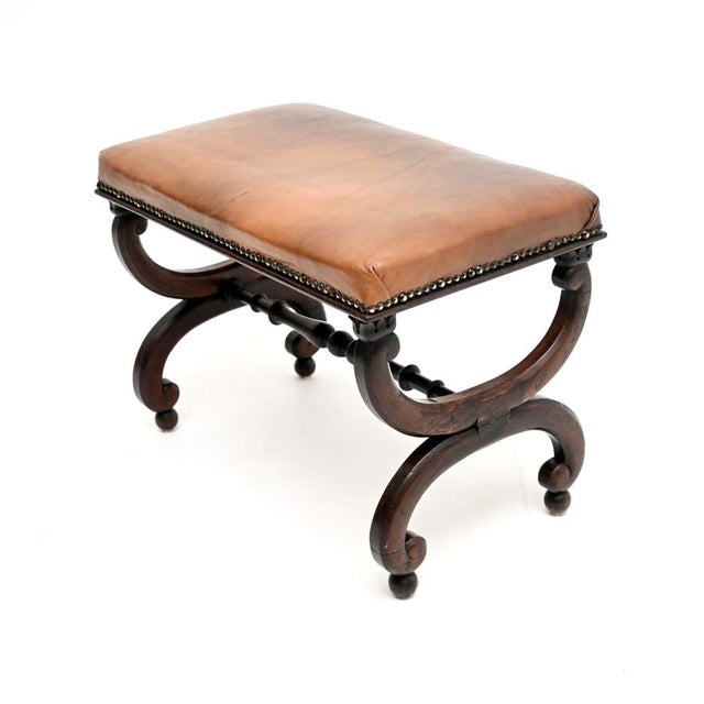 Antique Regency Leather Top Stool, 1815 For Sale - Image 4 of 10