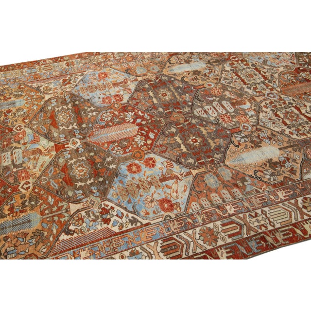 Early 20th Century Allover Antique Persian Bakhtiari Handmade Wool Rug With Multicolor Design For Sale In New York - Image 6 of 7