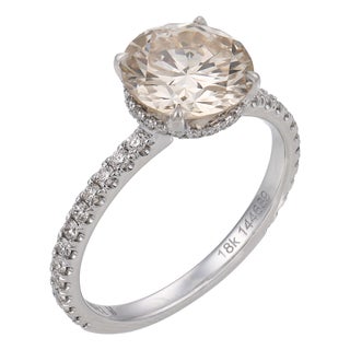 Contemporary Gia 2.18 Carat Fancy Color Diamond 18k White Gold Engagement Ring, Size 6.5 For Sale