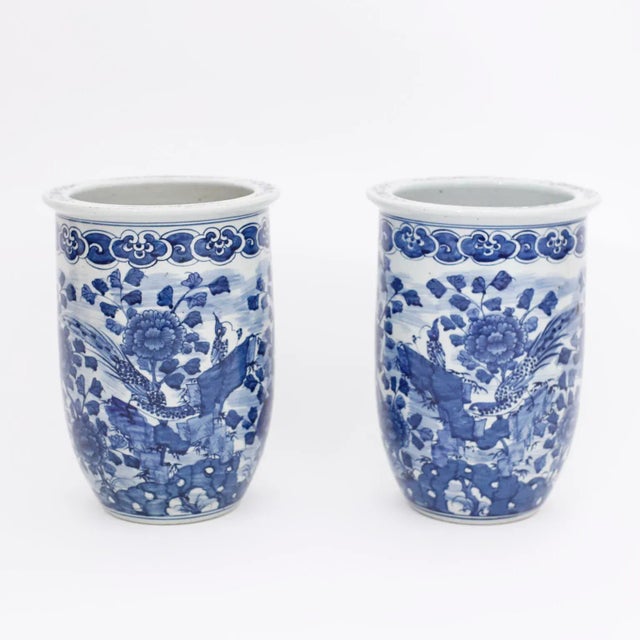 Pair of Chinese Blue and White Porcelain Vases For Sale - Image 9 of 9