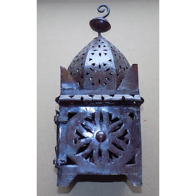 Moroccan Vintage Moroccan Pierced Brass Lantern For Sale - Image 3 of 7