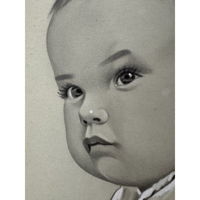 Original graphite pencil drawing by American artist and illustrator Theodore E. Schrock (1879–1952), depicting a close-up...