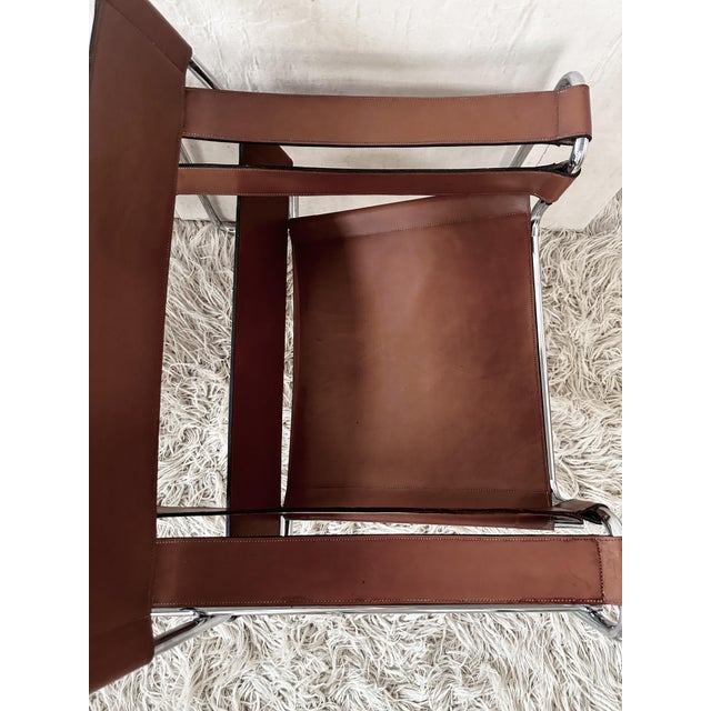 Wassily B3 Armchairs in Cognac Leather by Marcel Breuer, 1980s, Set of 2 For Sale - Image 10 of 14