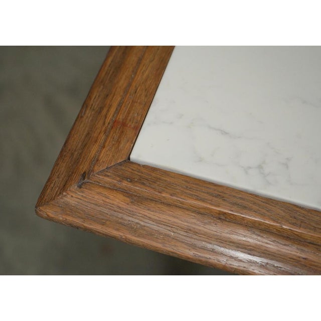 Antique Victorian Oak X Frame Dining Table with Marble Top, 1870s For Sale - Image 18 of 18