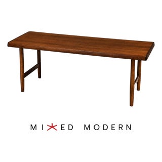 1960s Refinished Tall Danish Modern Teak Coffee Table For Sale