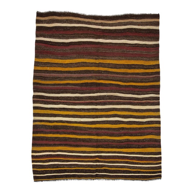 Striped Vintage Goat Hair Kilim Rug For Sale