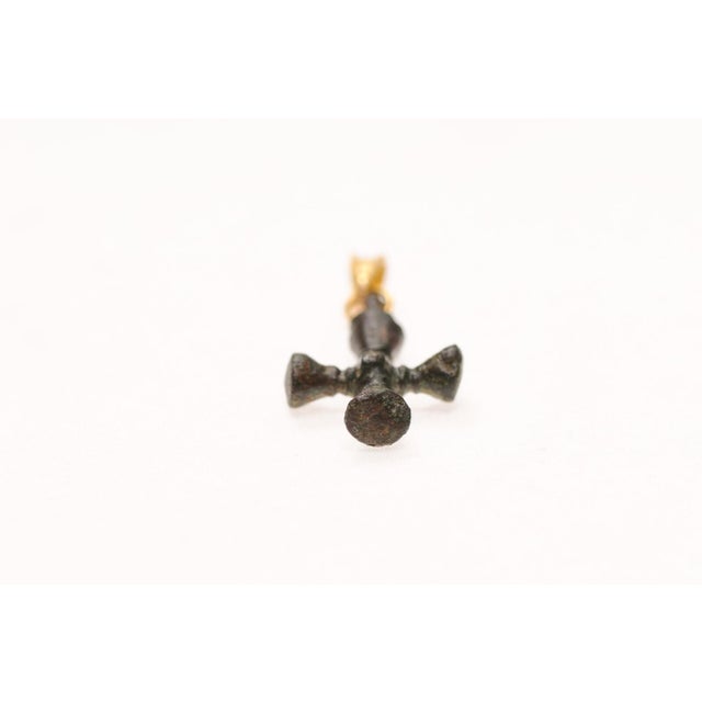 Charcoal A Carved Byzantine Bronze Cross With 21K Bale For Sale - Image 8 of 12