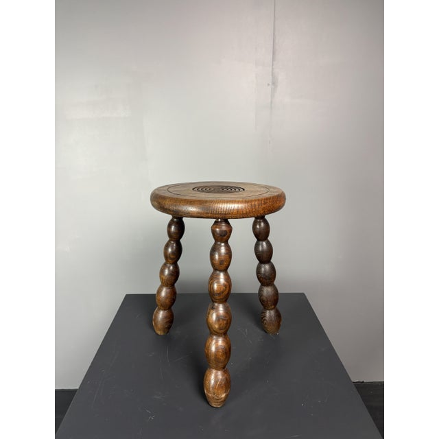 Mid-Century Turned Wood Bobbin Stool in the style of Charles Dudouyt, France, 1950s For Sale - Image 6 of 15