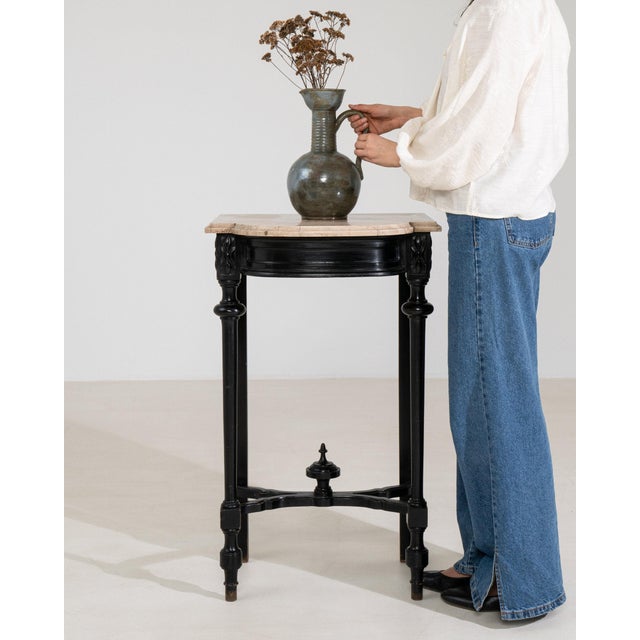 19th Century France Napoleon III Black Wood Console Table For Sale In Greensboro - Image 6 of 11