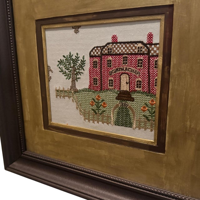 Schumacher Schumacher “Merrifield Sampler” Textile Art in Upcycled Burnt Umber Frame For Sale - Image 4 of 10