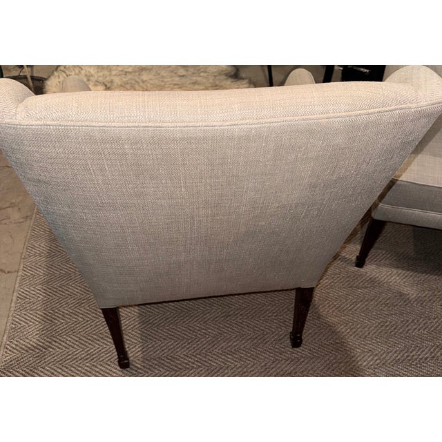 1950s 1950s Pair of Danish Modern Blue-Grey Wingback Lounge Chairs Attributed to Frits Henningsen For Sale - Image 5 of 17