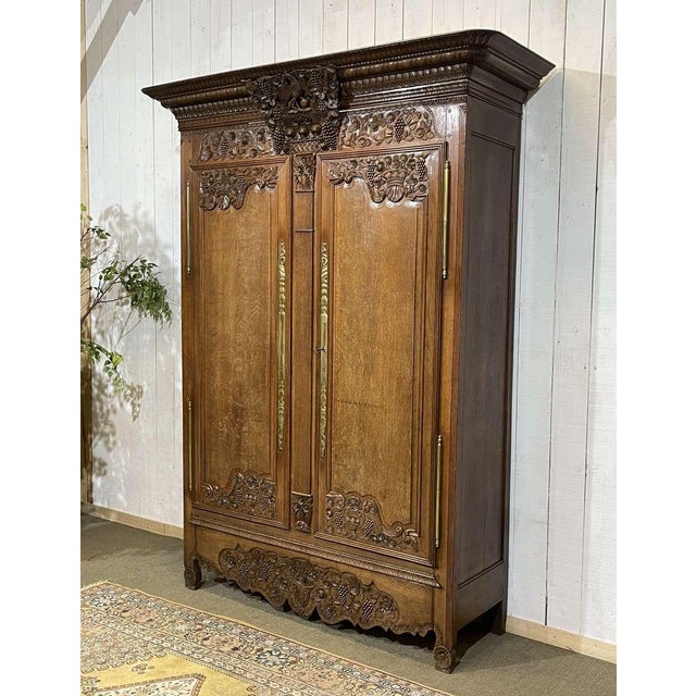 19th Century Norman Wedding Armoire in Light Oak For Sale - Image 3 of 18