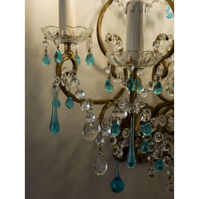 Vintage Five-Light Florentine Wall Lamp in Wrought Iron, 1970s For Sale - Image 10 of 14