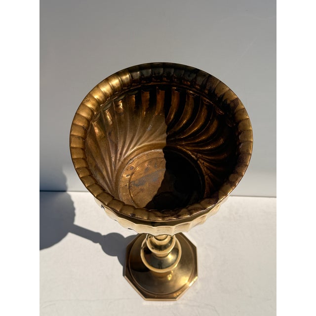 Metal 1970s Brass Standing Champagne Cooler / Planter For Sale - Image 7 of 11