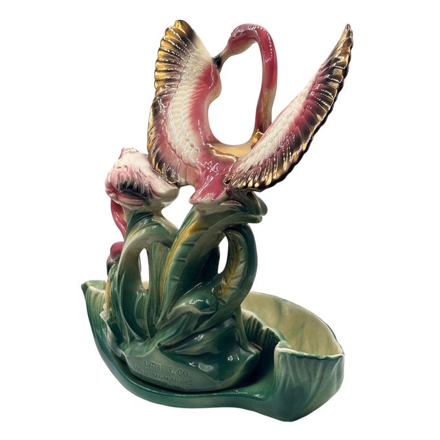 1956 Ceramic Flamingo Tropical Pond Indoor Planter by Lane & Company California For Sale In Los Angeles - Image 6 of 12