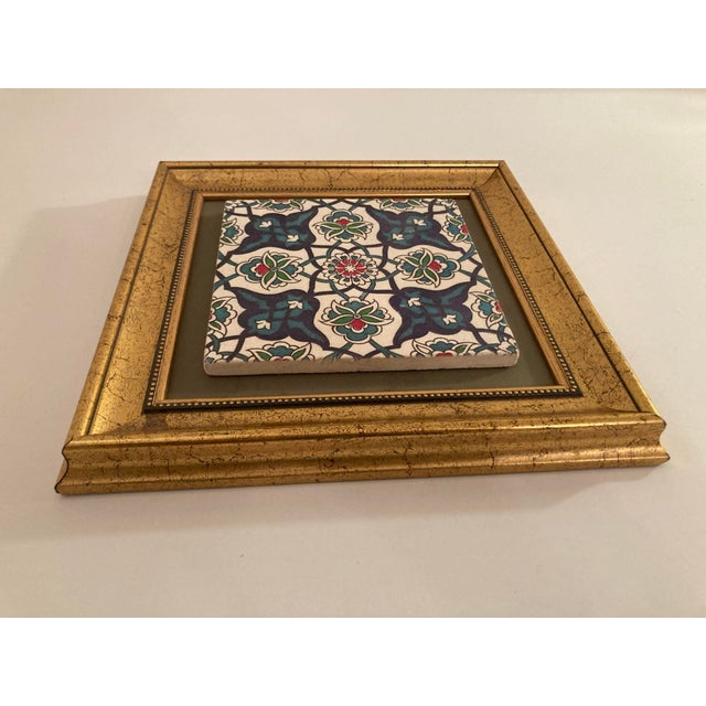 Handcrafted Turkish Iznik Style Pottery Tile Framed | Chairish