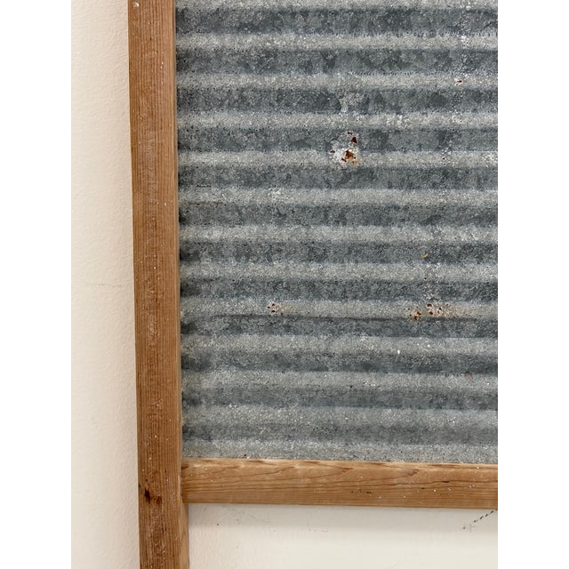 Metal Vintage MorValu Columbus Washboard Co. Galvanized Metal & Wood Washboard For Sale - Image 7 of 18